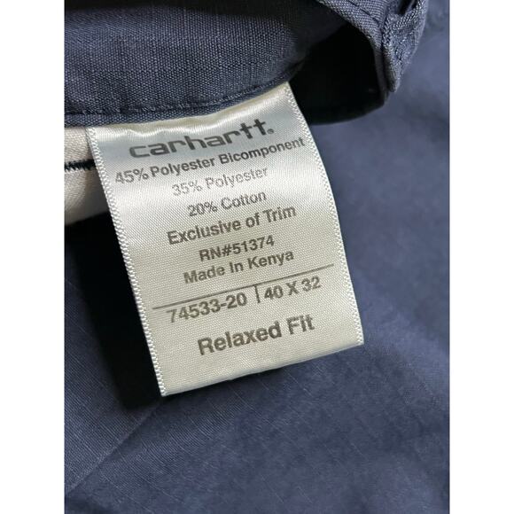 Carhartt Relaxed Fit Canvas Blue Men 40x32 Work Pants Y2K utility outdoors - Picture 6 of 9
